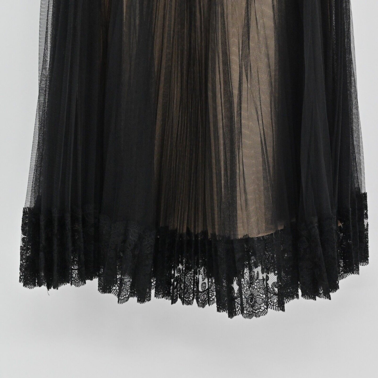 CHRISTOPHER KANE Skirt Womens Size 2 Tulle Pleated Lace Black Retro Coquette