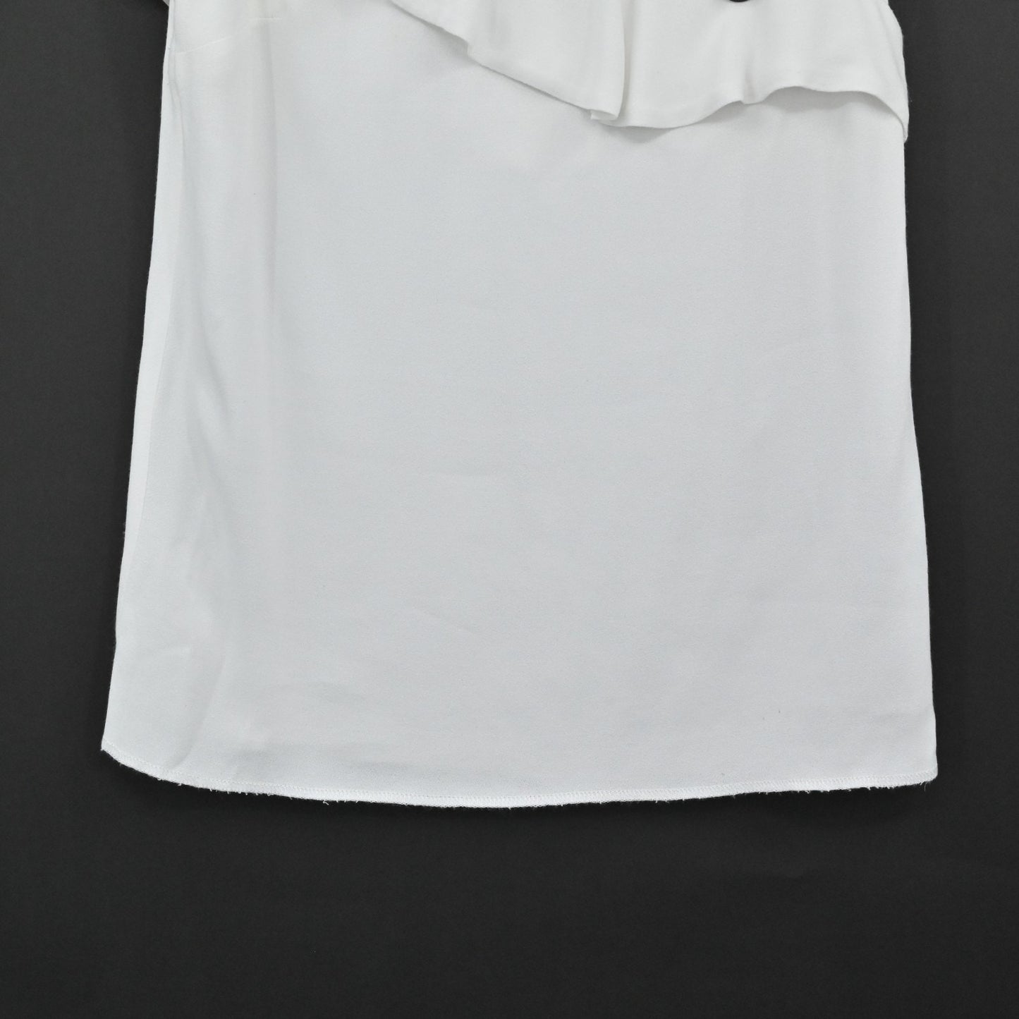 MAJE Womens Lorena White Ruffle Top Size S Sleeveless Coquette Black Buttons