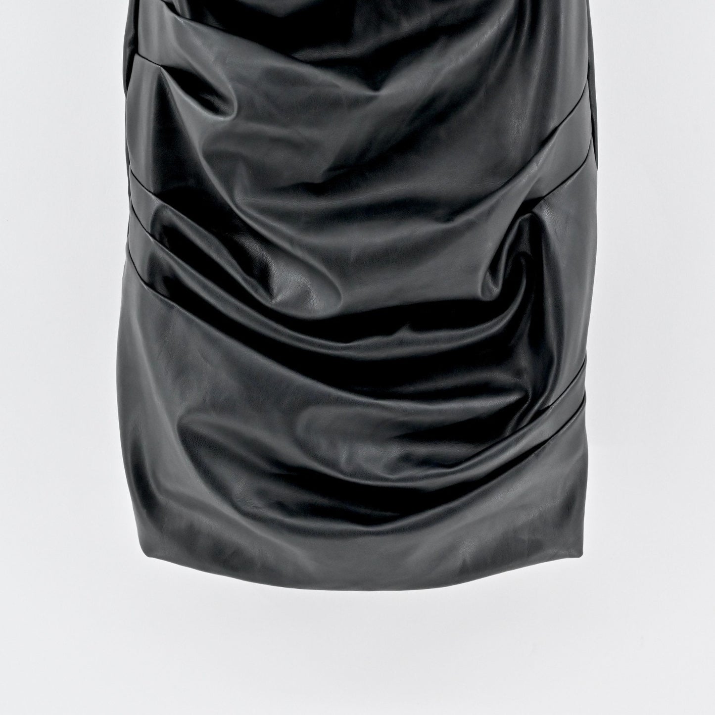 Nookie Rhea Black Faux Leather Mini Dress Size XS Sleeveless Ruched Bodycon