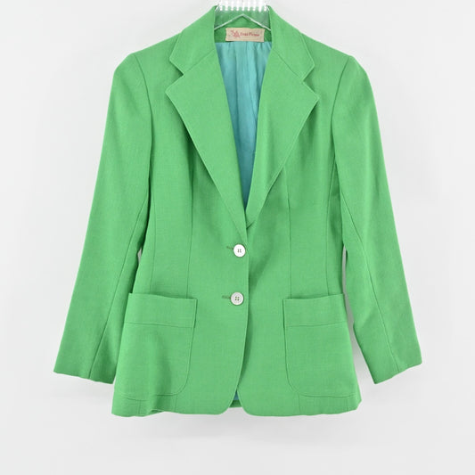 Vtg EVAN PICONE Blazer Womens Size 6 Green Single Breasted Front Pocket Jacket