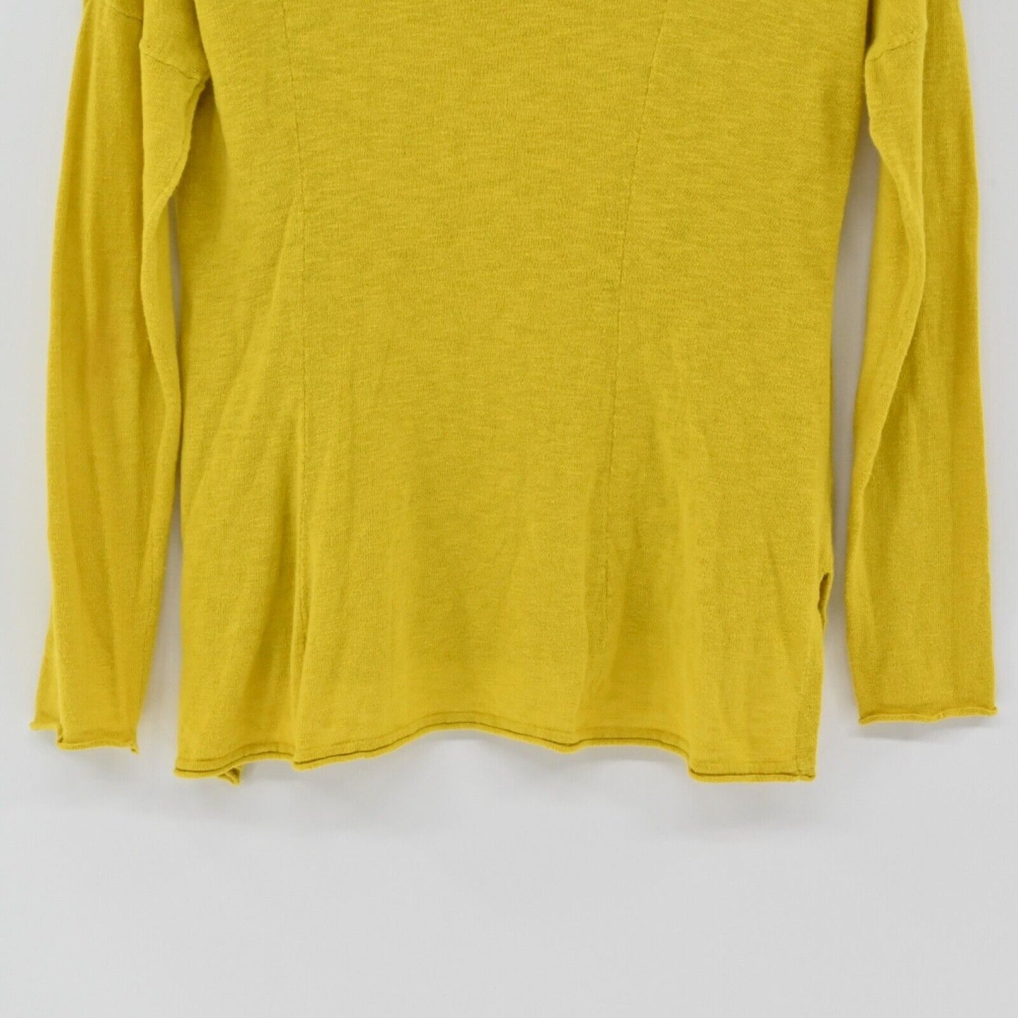 VINCE Top Womens Sz XS Mustard Yellow Slub Knit Relaxed Boat Neck Dolman Sleeve