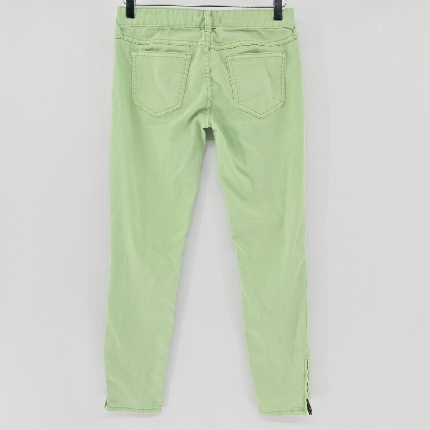 FREE PEOPLE Jeans Womens Sz 26 Low Rise Mint Green Skinny Leg Stretch Zip Ankle