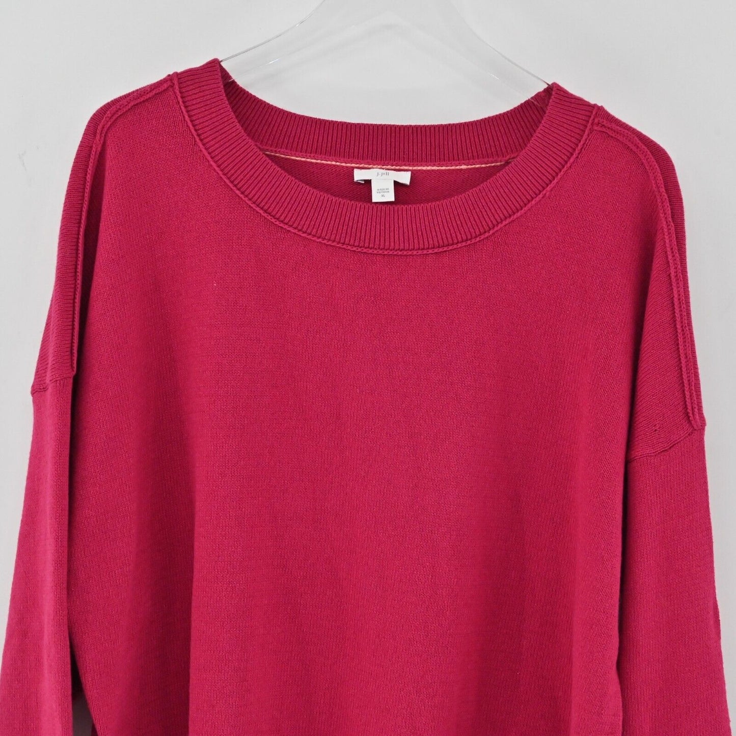 J JILL Sweater Womens Size XL Relaxed Easygoing Knit Orchid Flower Pink Pullover