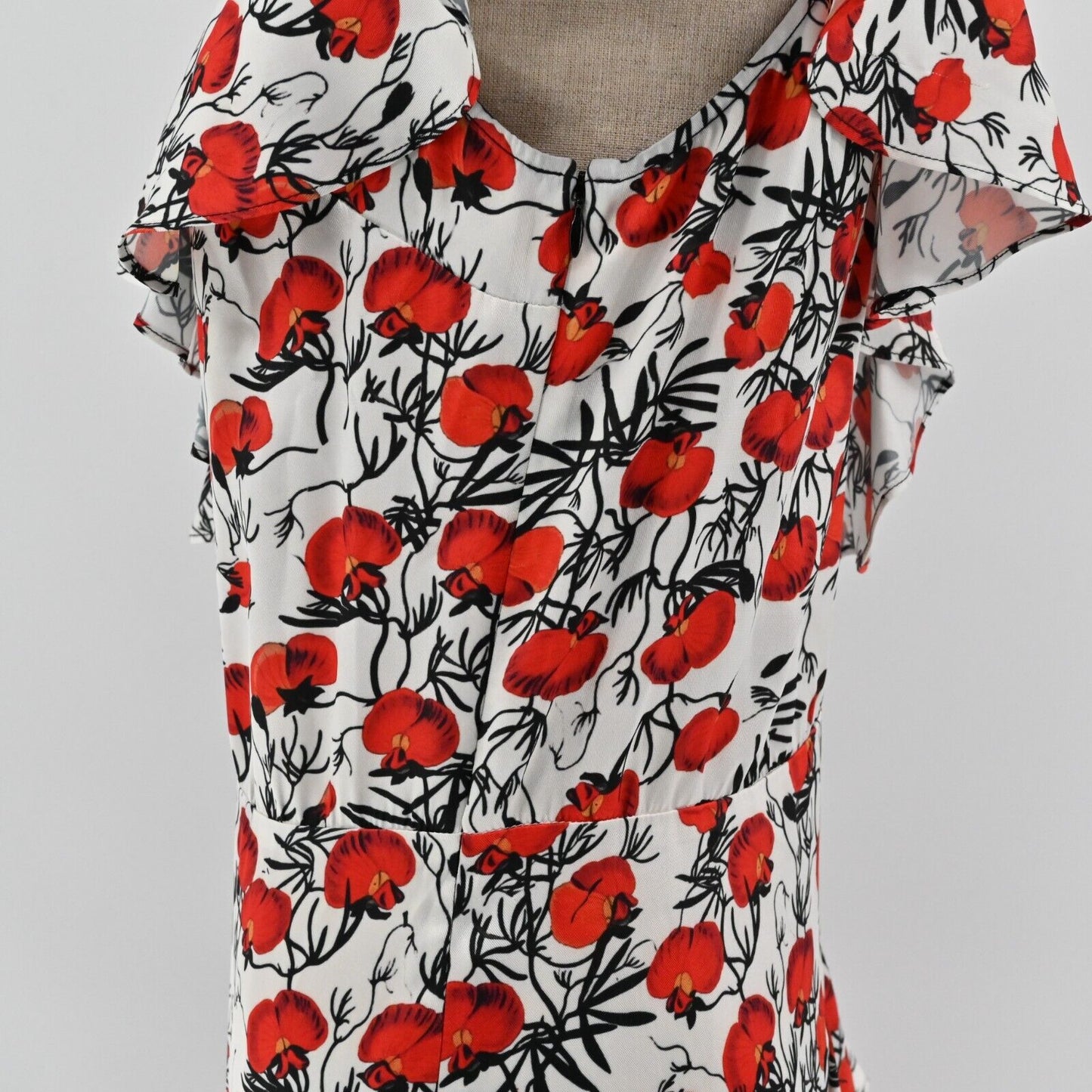 DELFI COLLECTIVE Dress Womens Sz S Zarina Midi Multi Floral Print Ruffle Detail