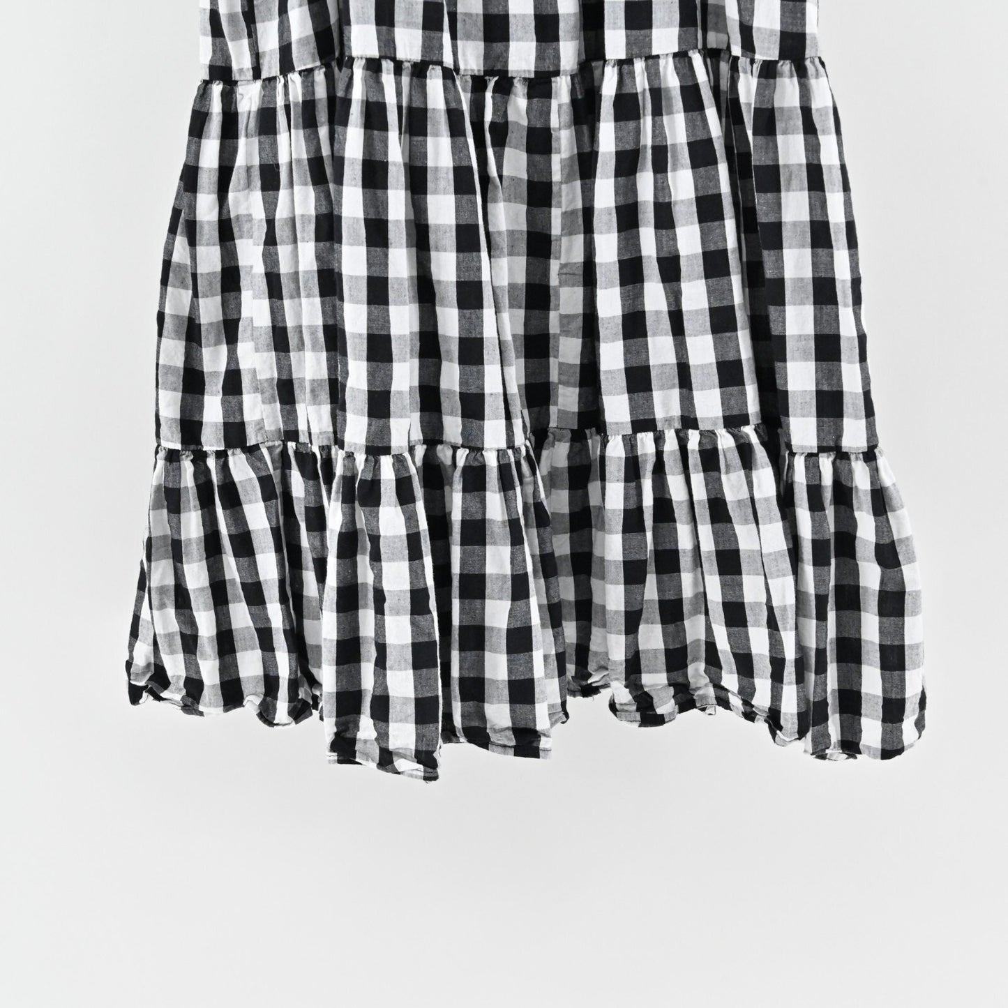 OPT Dress Size S Barbie Doll Sleeveless Straight Neck Mini Black White Gingham