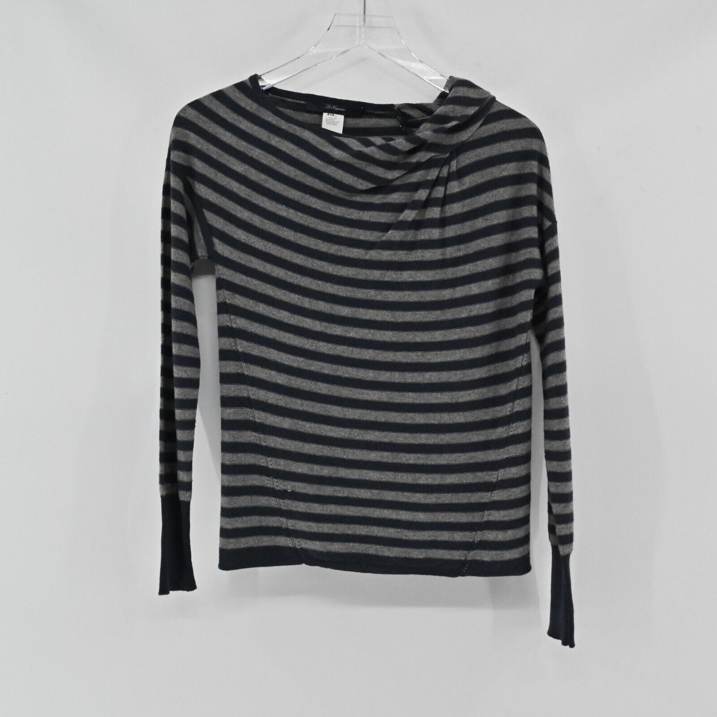 LES COPAINS Sweater Womens Size M Wool Striped Twist Shoulder Boat Neck Capsule