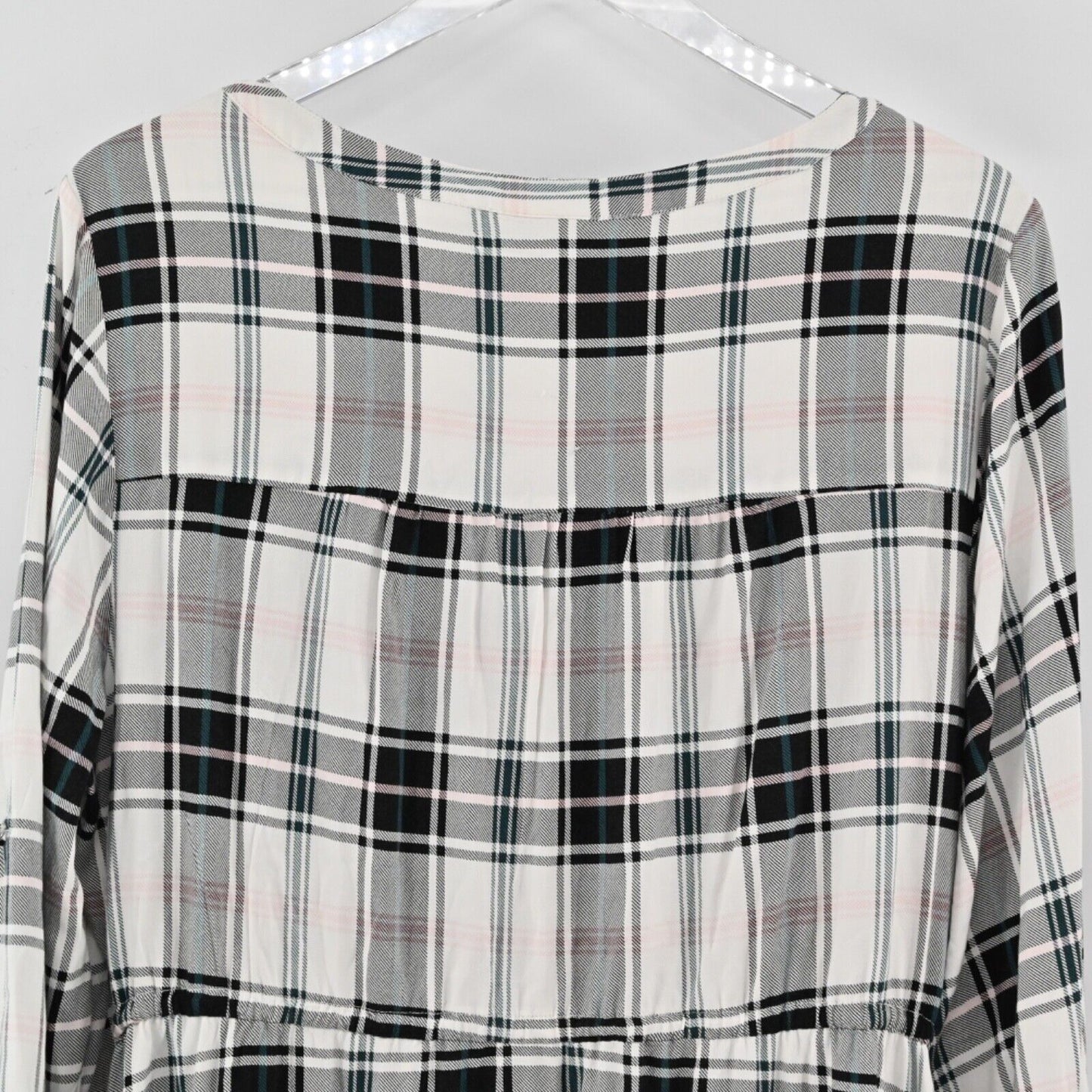 TORRID Dress Womens Size 2X White Plaid Shirt Challis Zip Front Drawstring Waist