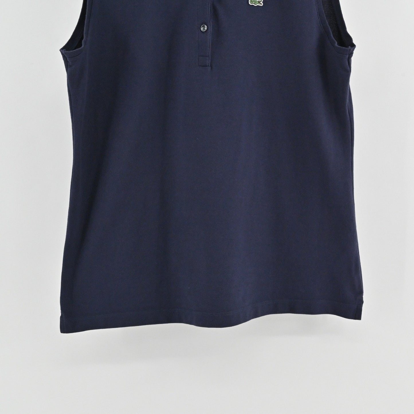 Lacoste Womens Stretch Golf Polo Top Size 46 Navy Cotton Sleeveless UV Protect