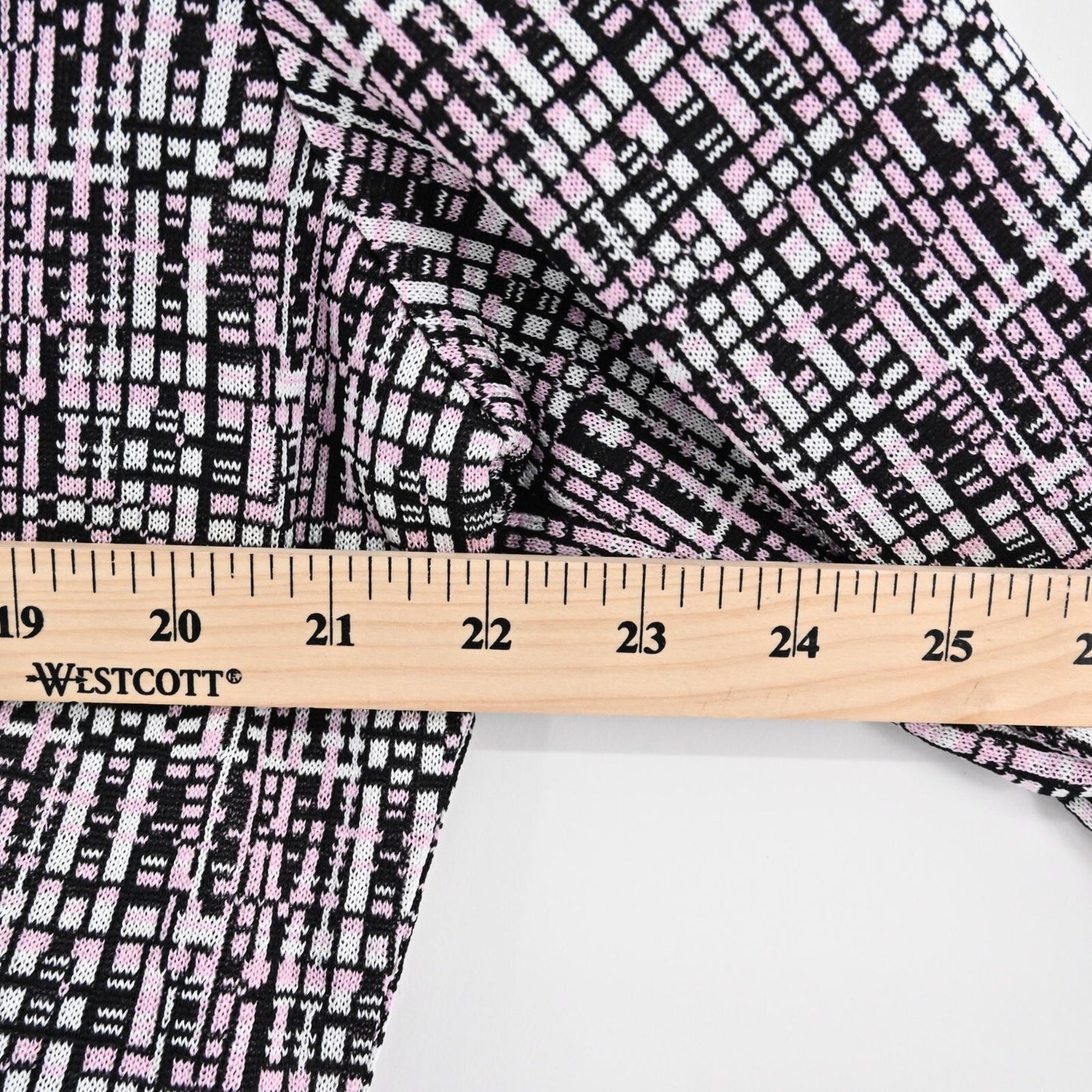 MISOOK Womens Knit Jacket Sz S Blazer Black Pink Print Retro Career Quiet Luxury