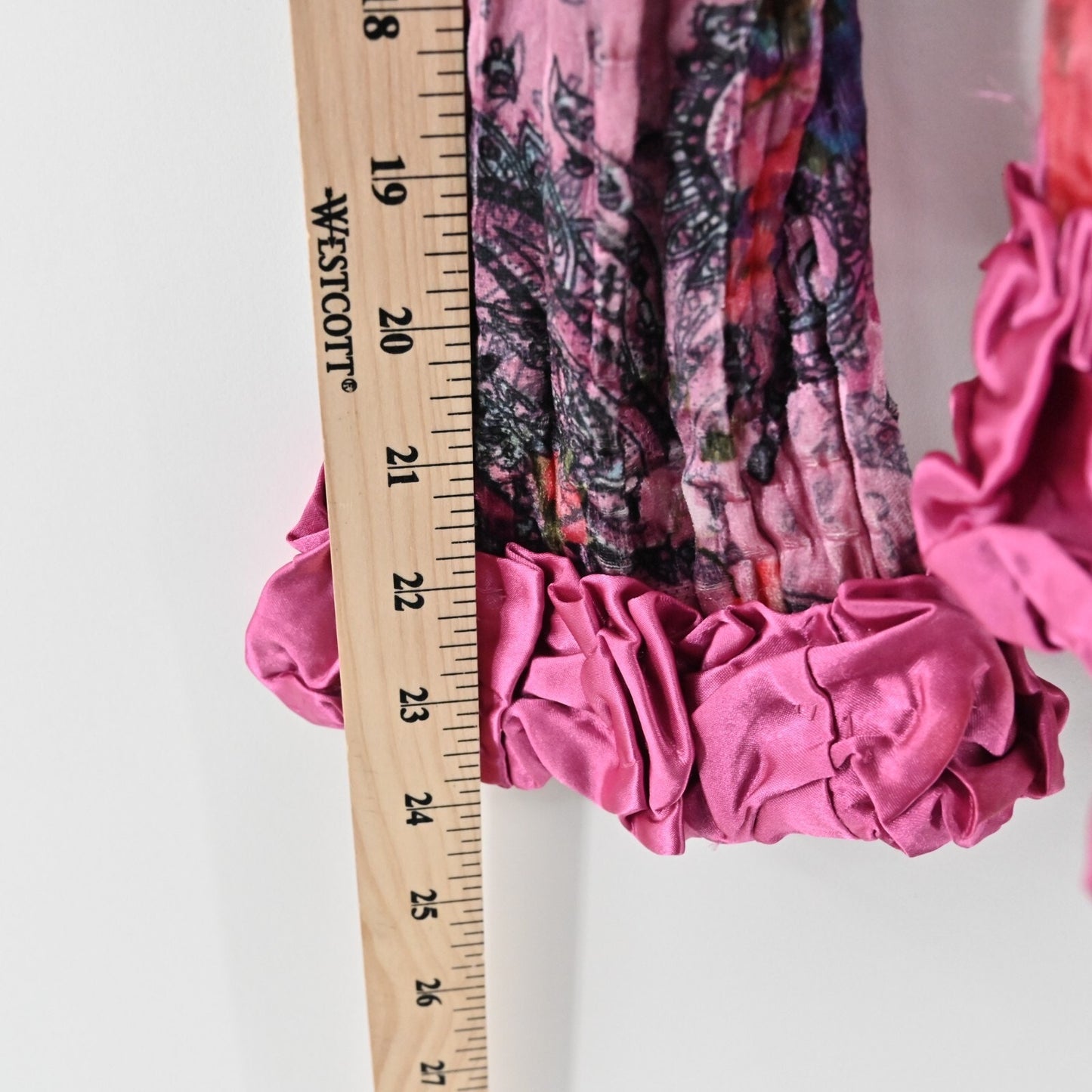 Vtg FANTAZIA Womens Velvet Jacket Size M Pink Floral Paisley Crinkle Ruffle Y2k