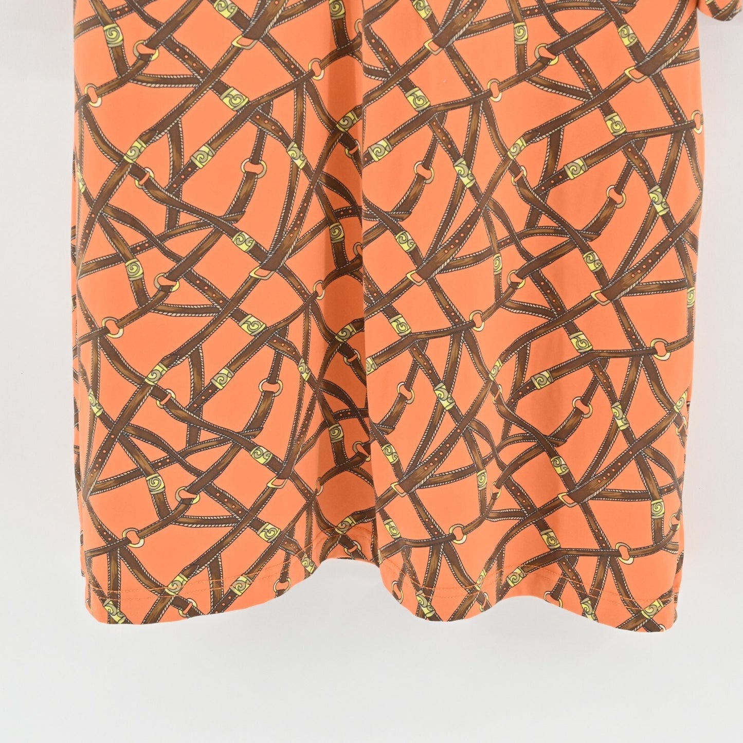 BARBARA GERWIT Bridle Dress Size L Orange Brown Belt Western Equestrian Shift