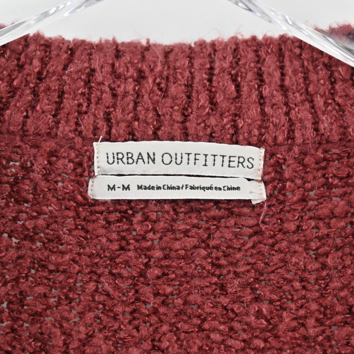 URBAN OUTFITTERS Sweater Womens M Red Fuzzy Pullover V Neck Oversized Soft Cozy