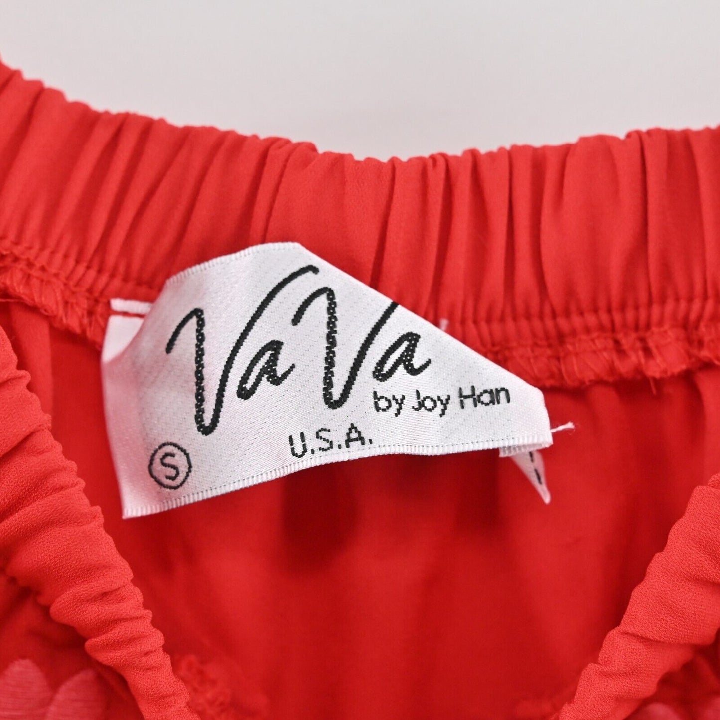 VAVA Jumpsuit Womens Size S Joy Han Red Wide Leg Off Shoulder Floral Embroidered