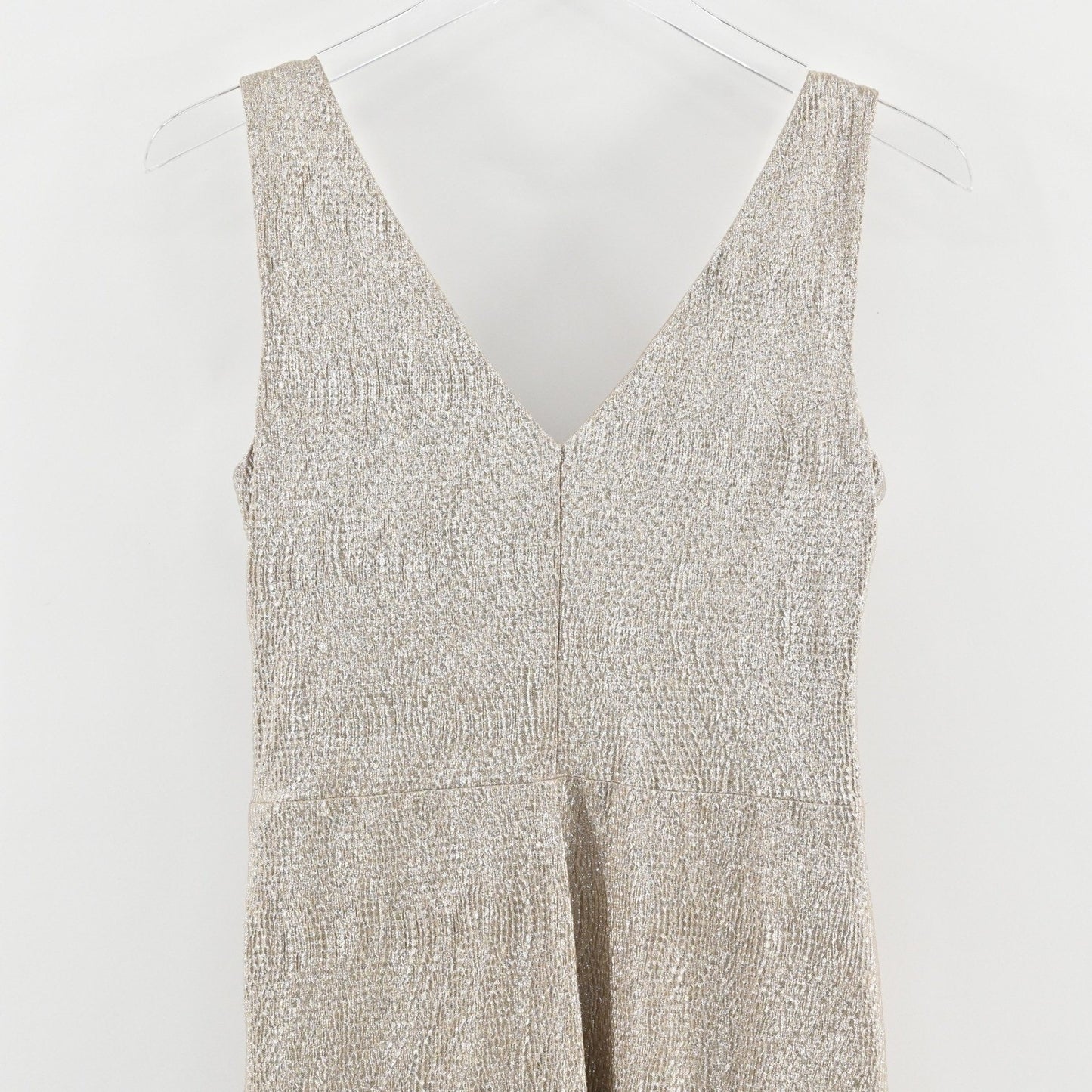 Ralph Lauren Metallic Faux Wrap Dress Size 10P Gold Sleeveless Sheath Cocktail