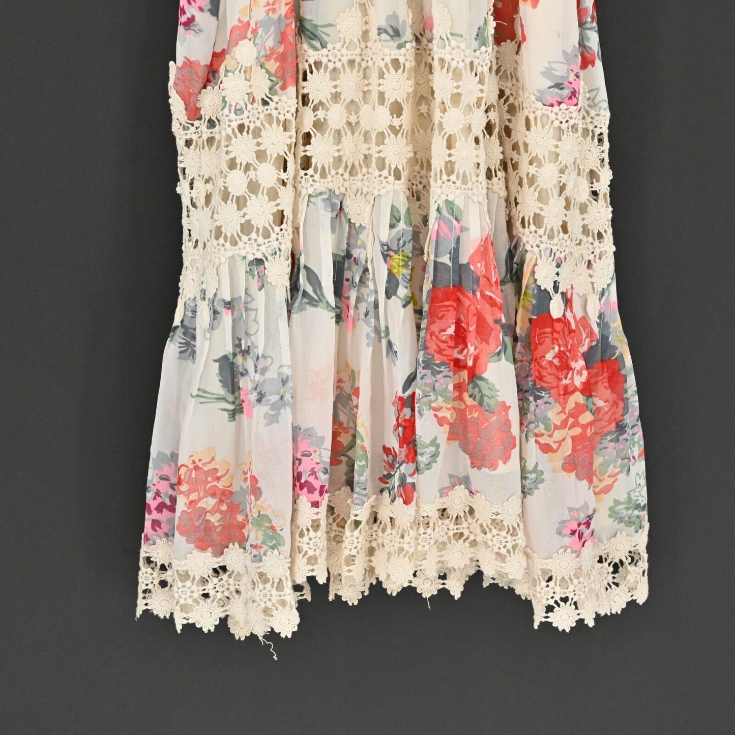 RANNA GILL by ANTHROPOLOGIE Dress Size M Kalila Halter Crochet Floral Coquette