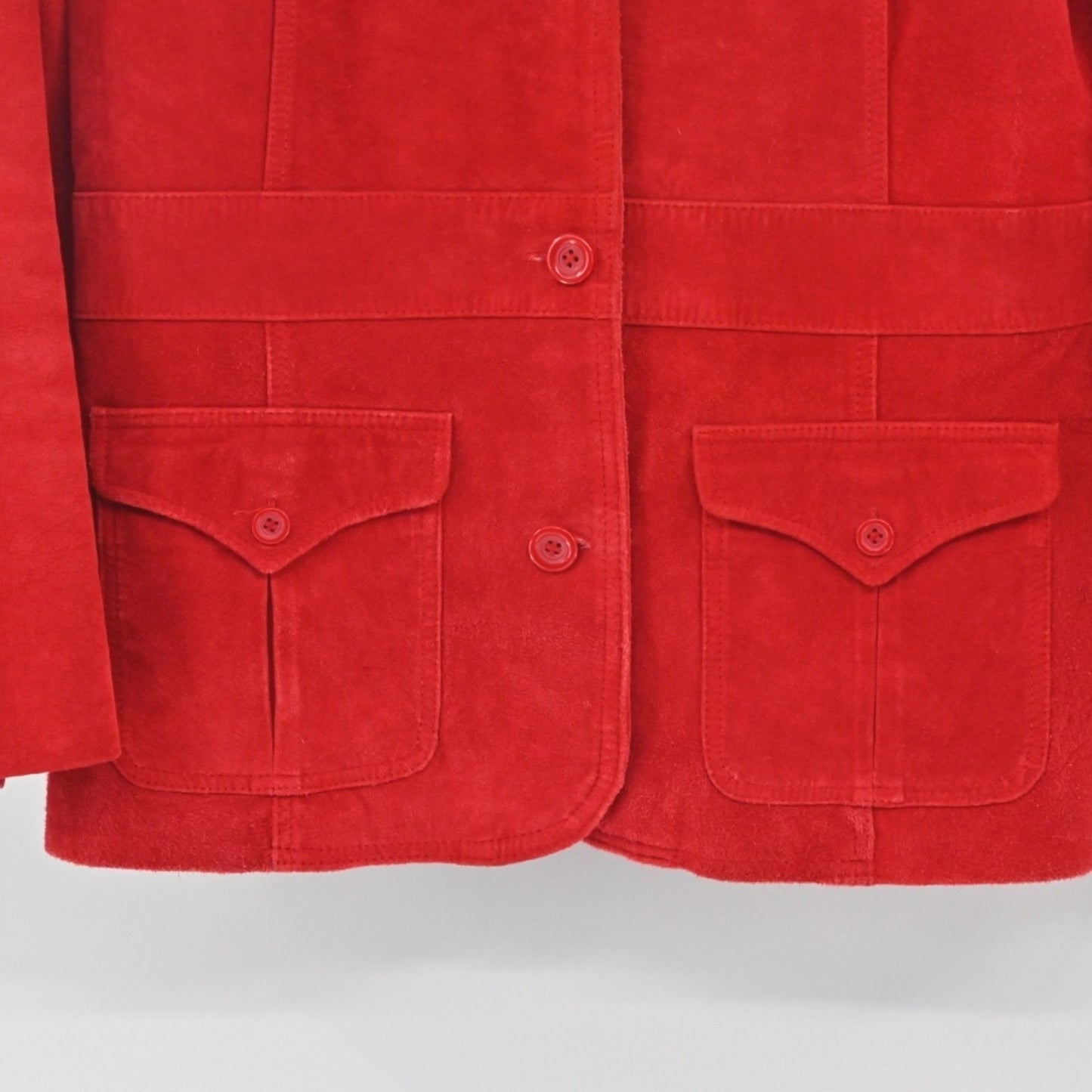 Vtg Y2k LIZ CLAIBORNE Womens Suede Jacket Size M Red Leather Button Western Boho