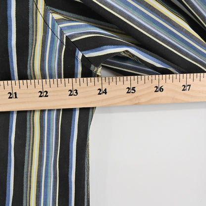 Robert Graham Mens Embroidered Stripe Collared Shirt Size L Blue Office Workwear