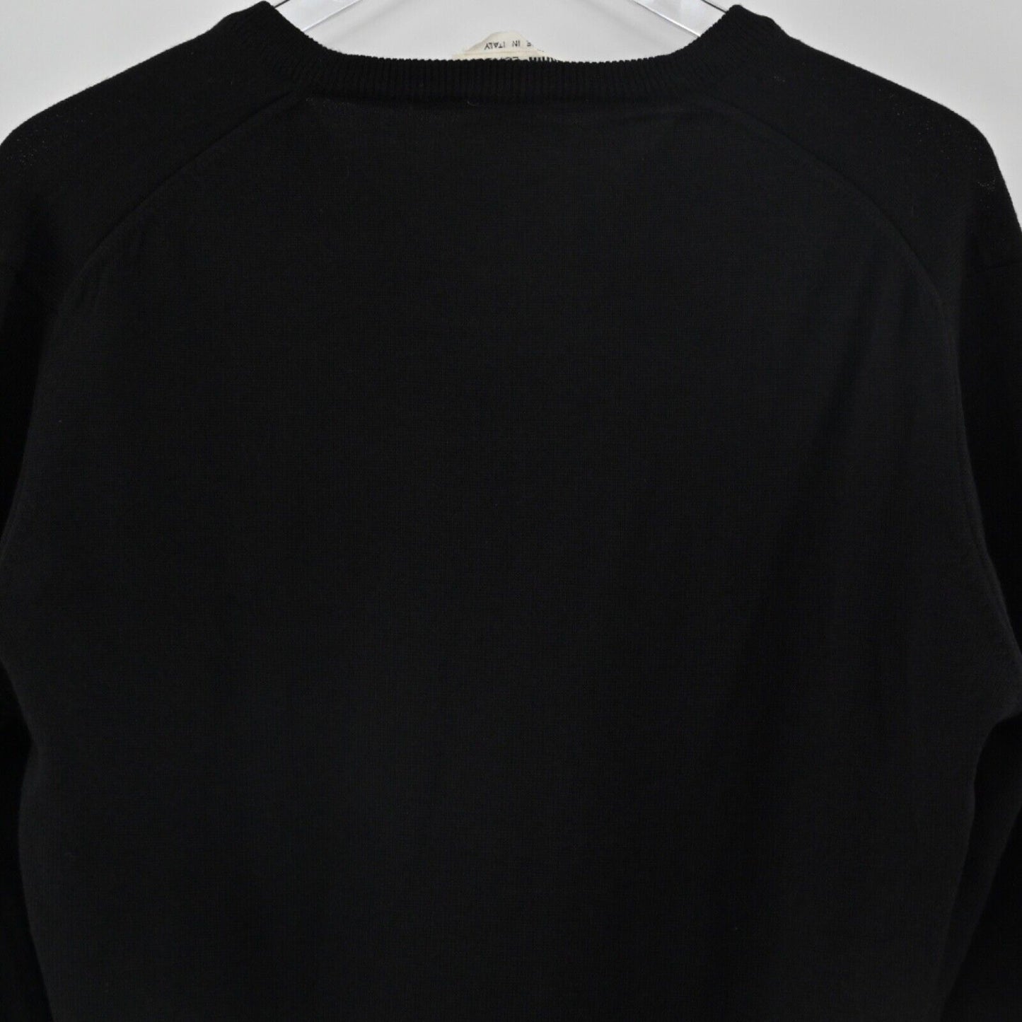 Vtg DUNHILL Sweater Womens Sz L Black White Stripe Logo VNeck Wool Academia 70s