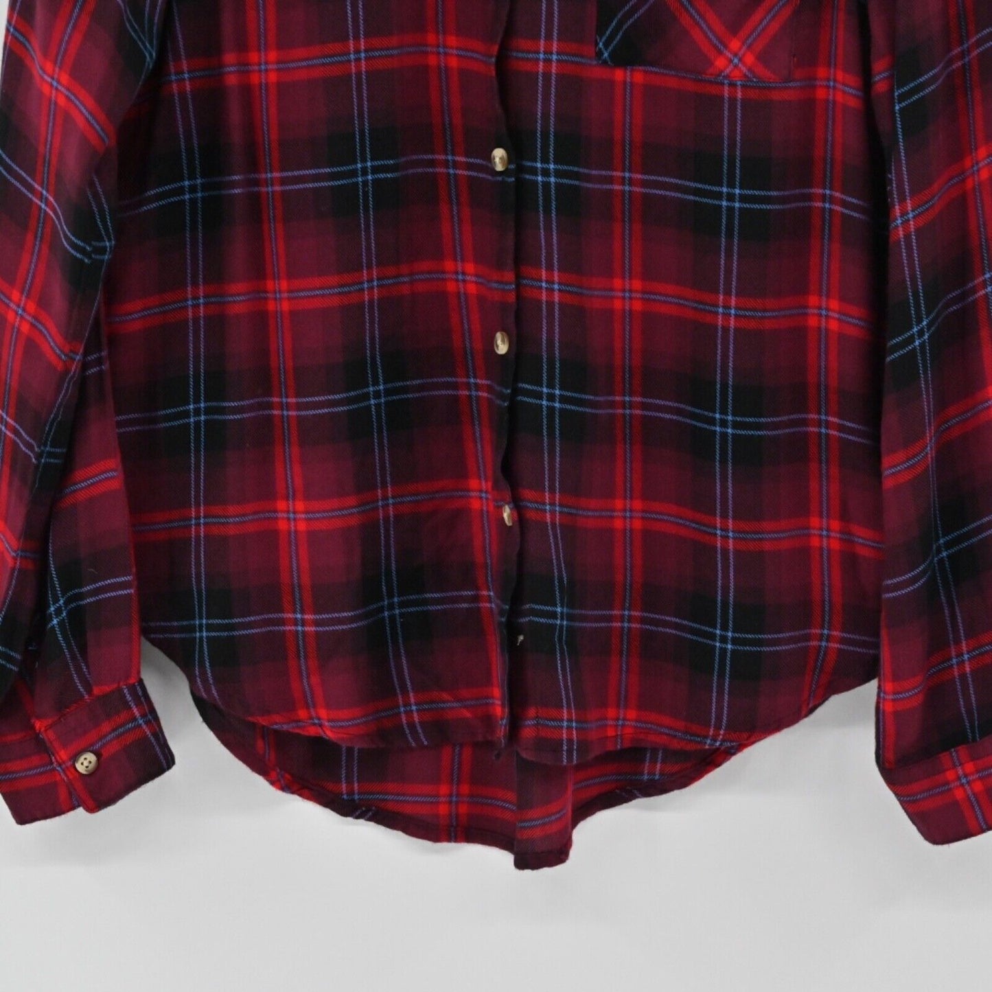 HARPER Top Womens Size M Red Black Plaid Pocket Flannel Button Up Western Grunge