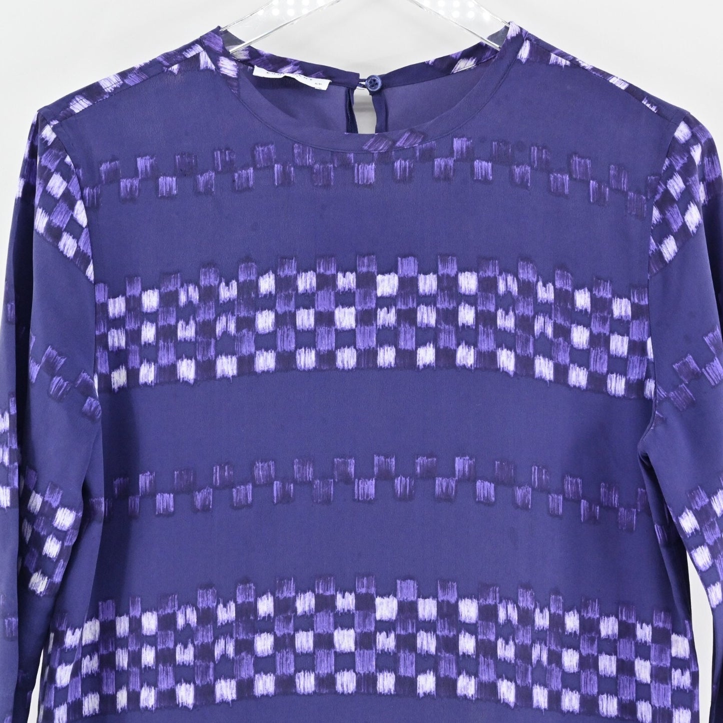 EQUIPMENT Aubrey Dress Size S Silk Ultra Marine Check Purple Print Shift Mini