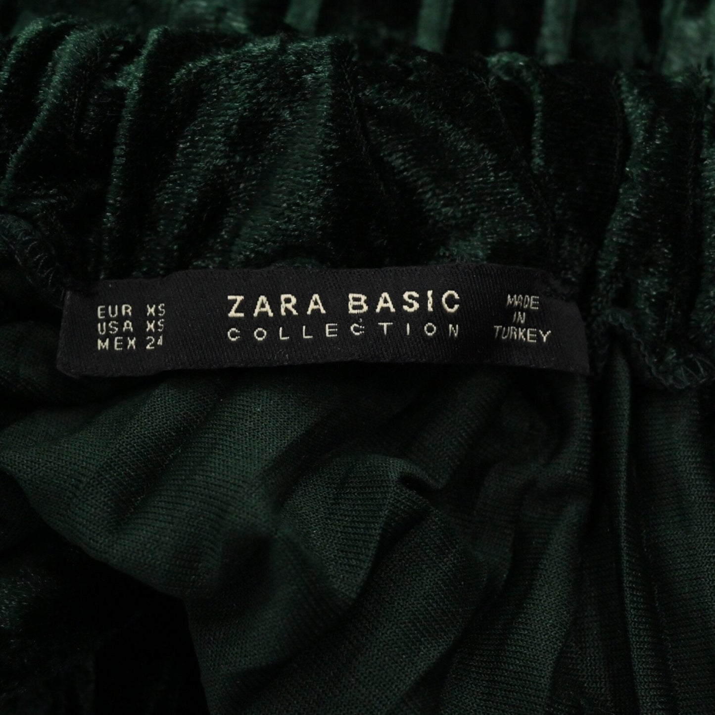 ZARA Womens Skirt Set Size XS Pleated Velour Emerald Green Blouse Retro Career