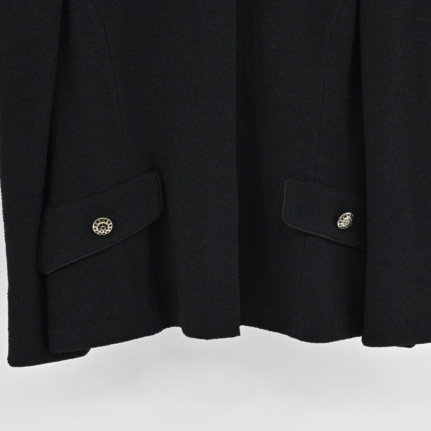 ST JOHN Jacket Womens Sz 10 Collection Santana Knit Black Gold Buttons Dog Show