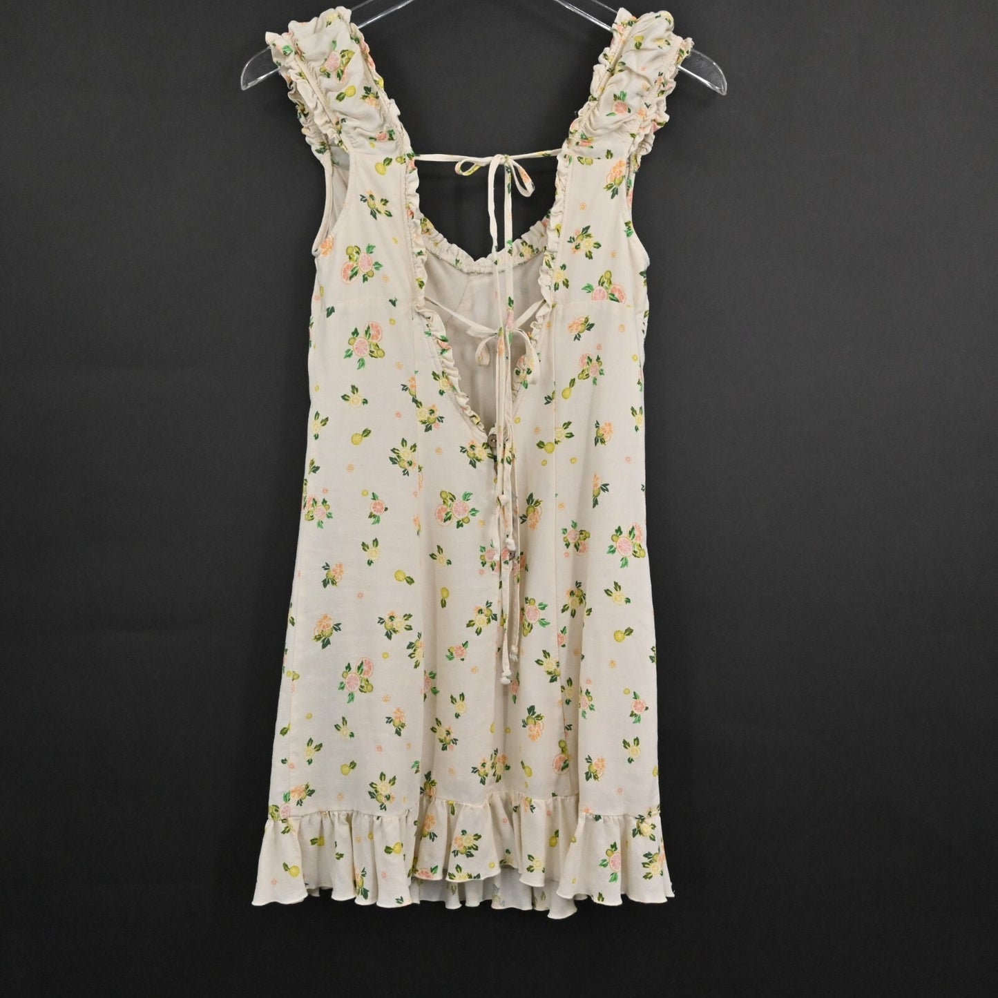 FREE PEOPLE Dress Size XS Like A Lady Citrus Printed Linen Blend Sleeveless Mini