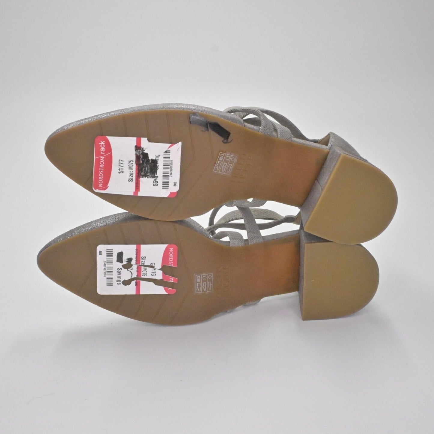 EILEEN FISHER Pumps Womens Size 7.5 Juku Mica Silver Strappy Closed Almond Toe