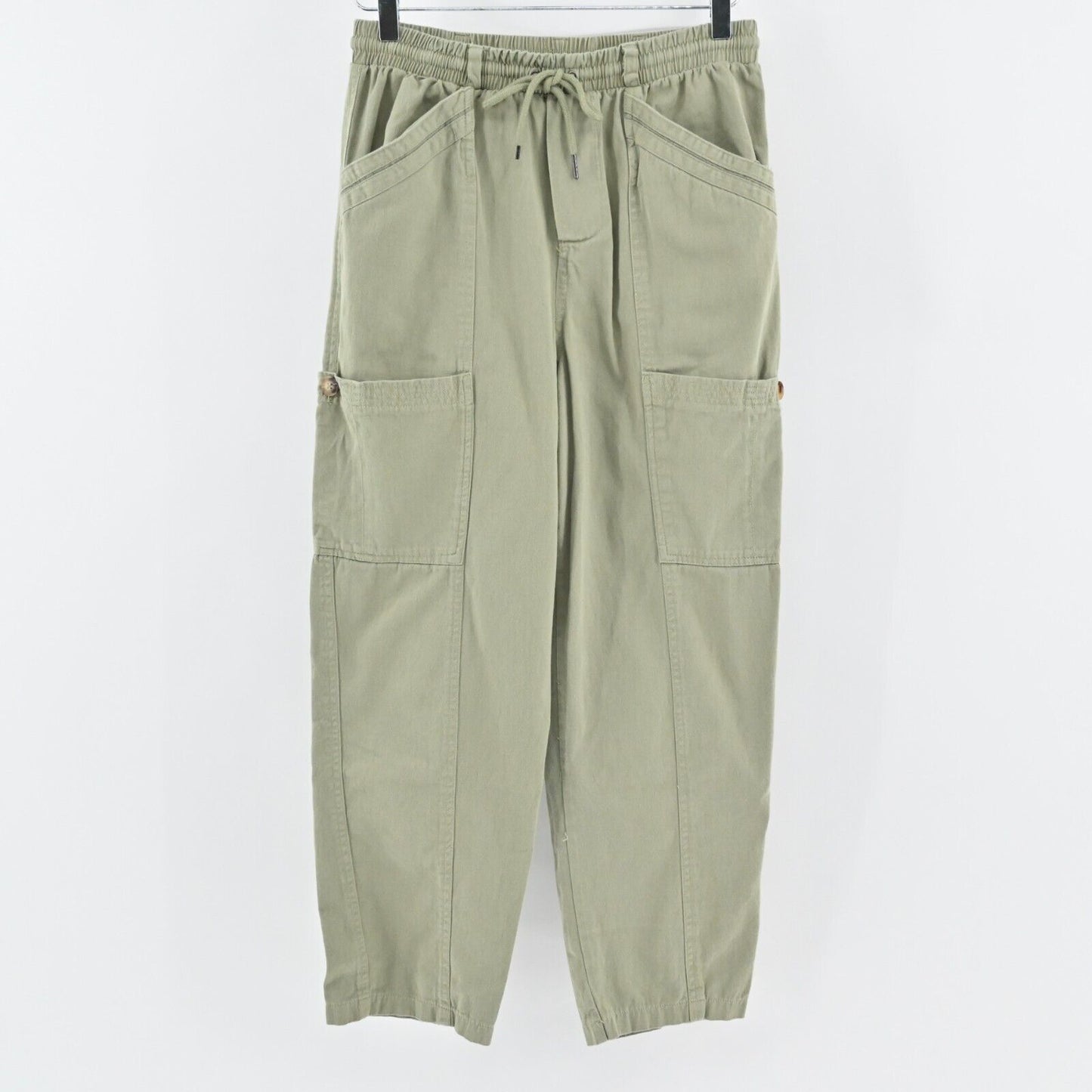 7 FOR ALL MANKIND Pants Womens Sz M Olive Green Pull On Utility Cargo High Rise