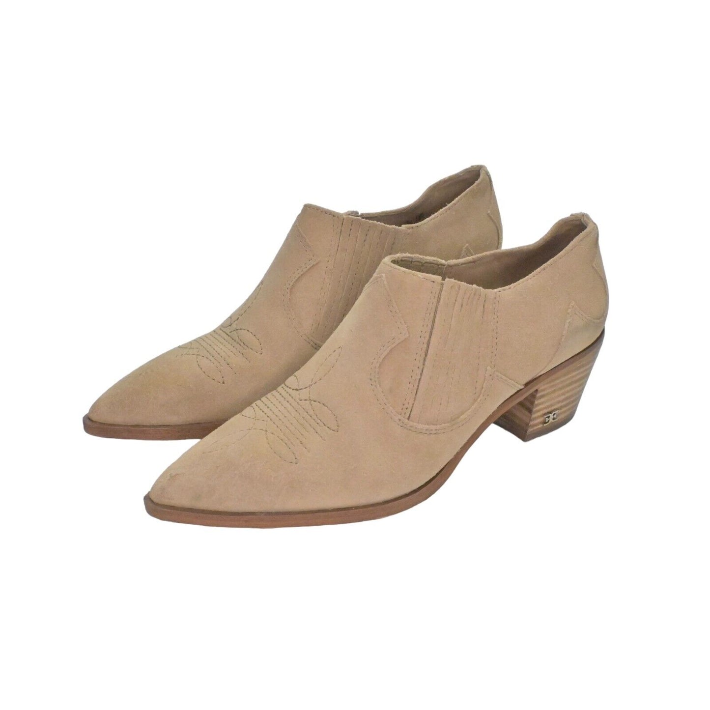 SAM EDELMAN Booties Womens Size 6.5 Roy Cowboy Boots Western Tan Ankle Rodeo