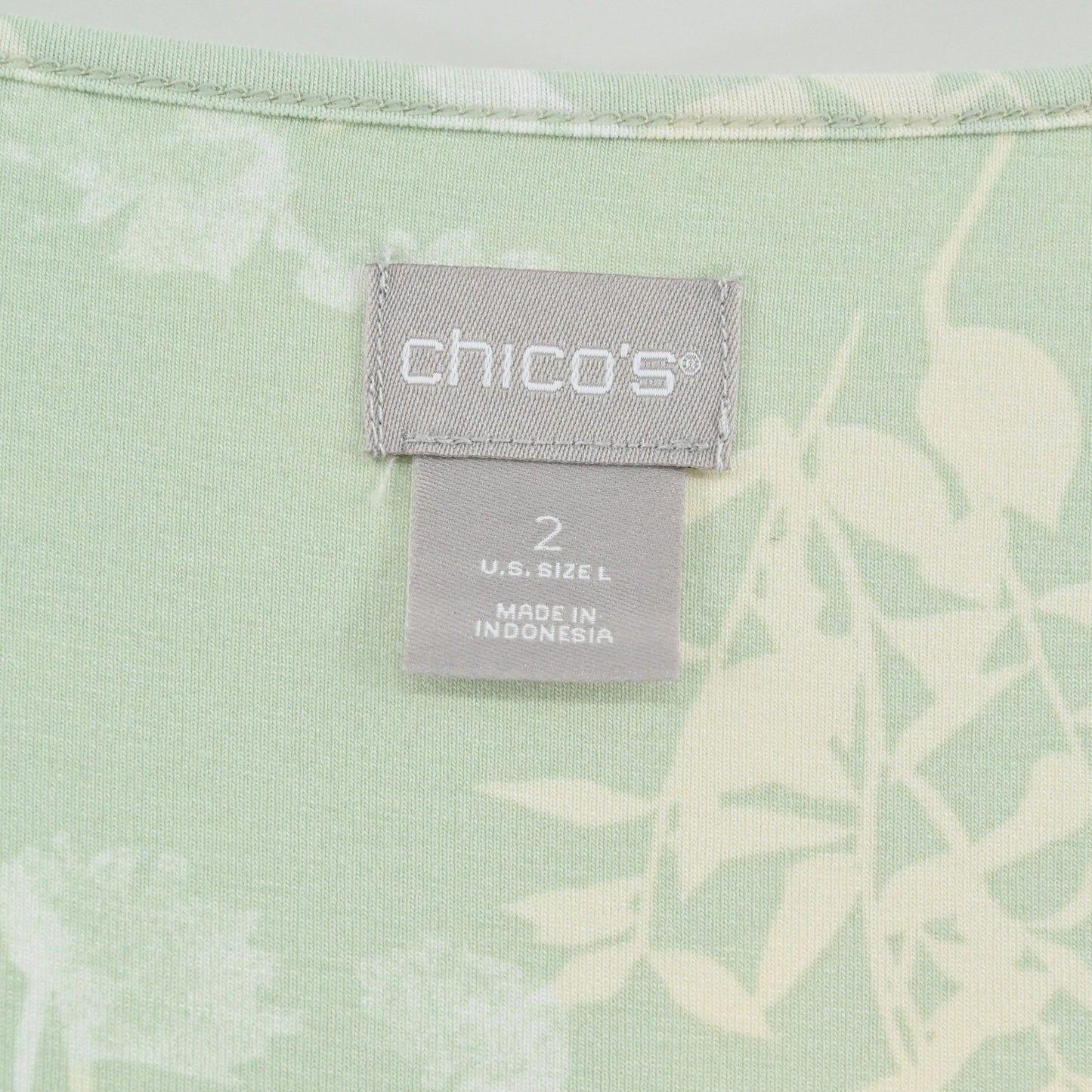 Chicos Bouquet Polish Knit Tank Top Size L Floral Sleeveless Green
