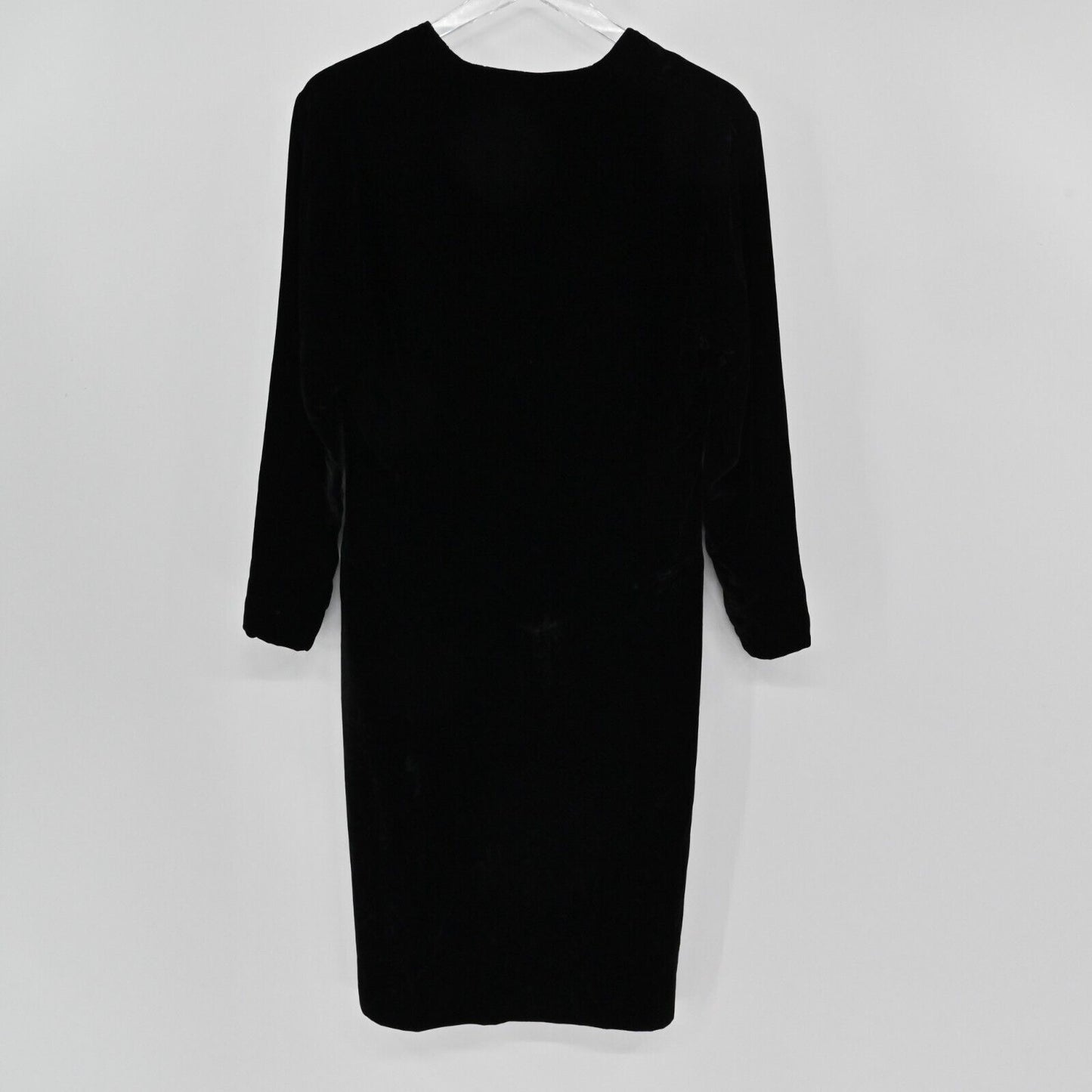 Vtg GUY LAROCHE Dress Womens Size M Long Sleeve Black Velvet Button Front VNeck