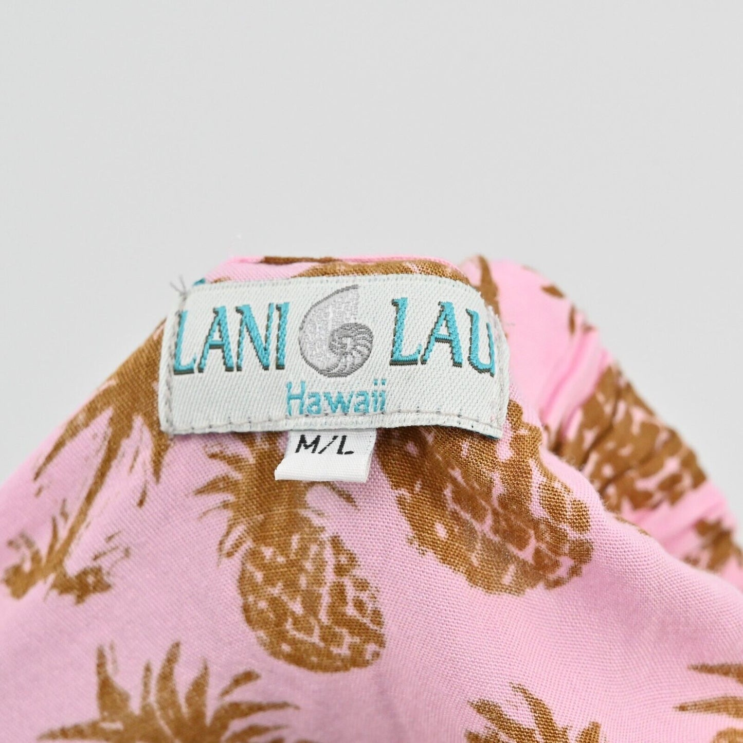 LANI LAU Dress Womens Size M/L Pink Tie Back Stretch Waist Pineapple Print Beach