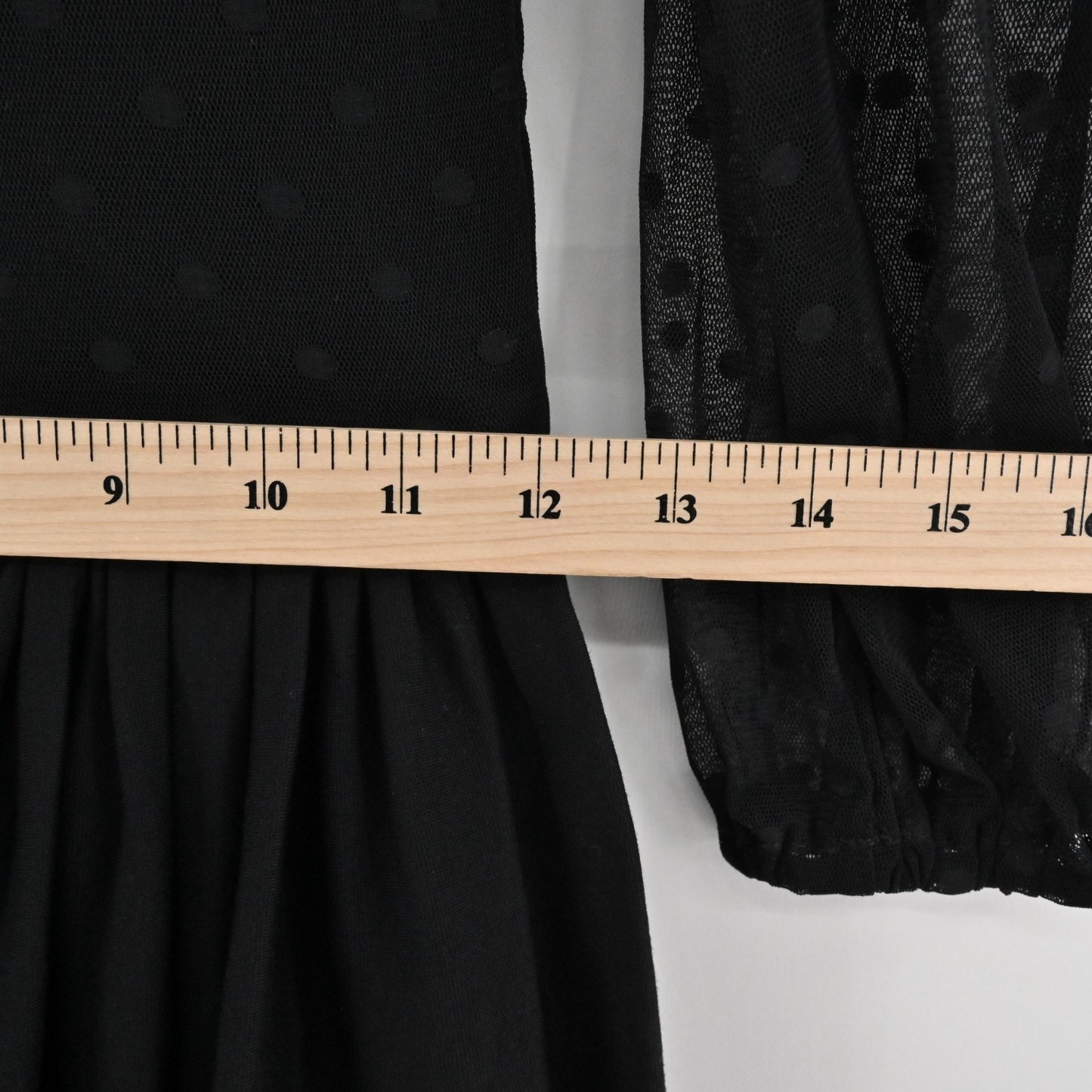 Vixen by Micheline Pitt 30s Frenchie Swing Dress Sz XS Black Sheer Bishop Sleeve