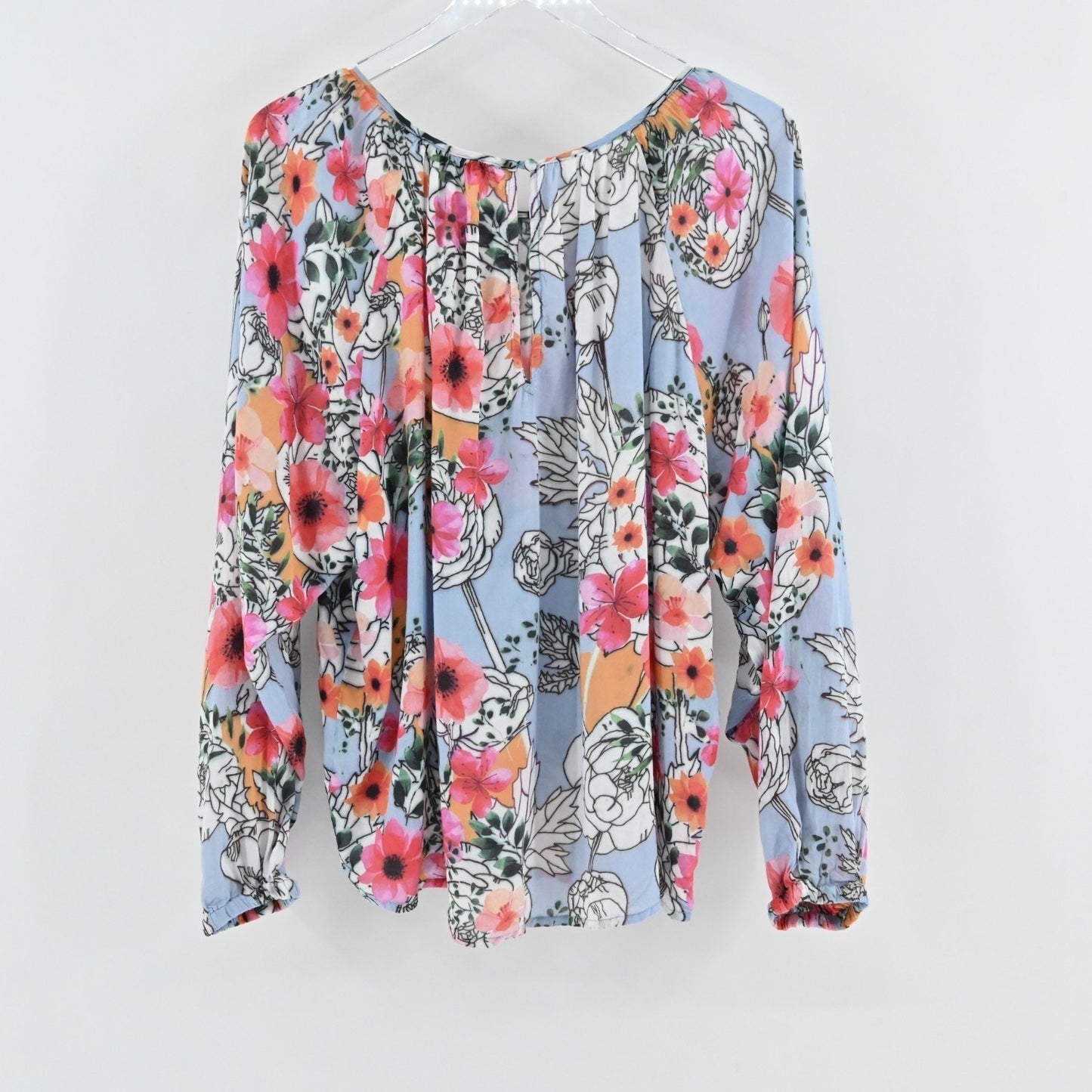 Tolani Collection Womens Floral Top Size S Balloon Sleeve Peasant Blouse India