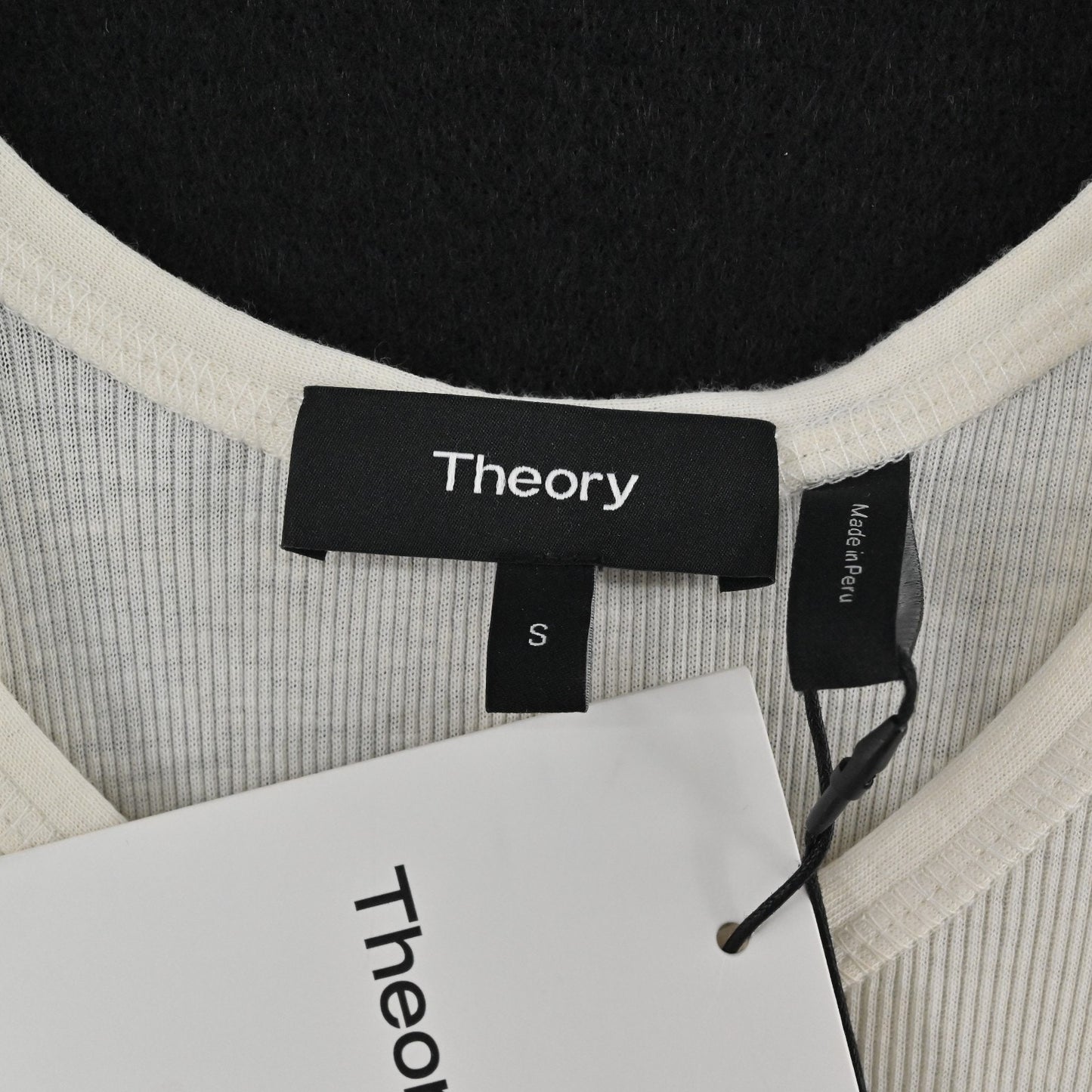 Theory Womens Ribbed Racerback Tank Top Size S Ivory Cotton Minimalist Neutral