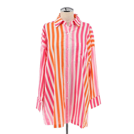 BEACH RIOT Top Womens Sz SM Pink Orange Stripe Cotton Alexa Oversized Button Up