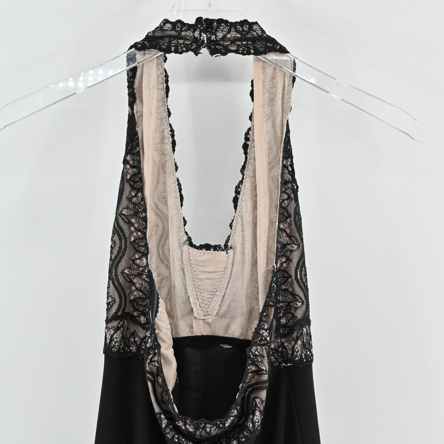 Vtg Y2k Nicole Miller Lace Dress Size 0 Whimsygoth Dark Romantic Black Halter