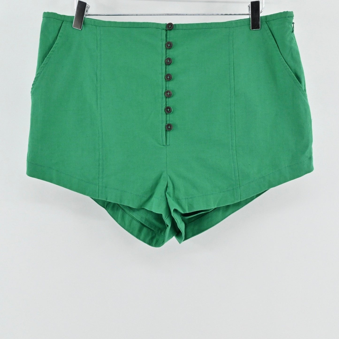 Free People Womens Tabea Shorts Size XL Green Hot Pants Button Boho Festival