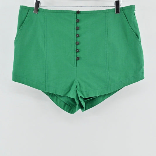 Free People Womens Tabea Shorts Size XL Green Hot Pants Button Boho Festival