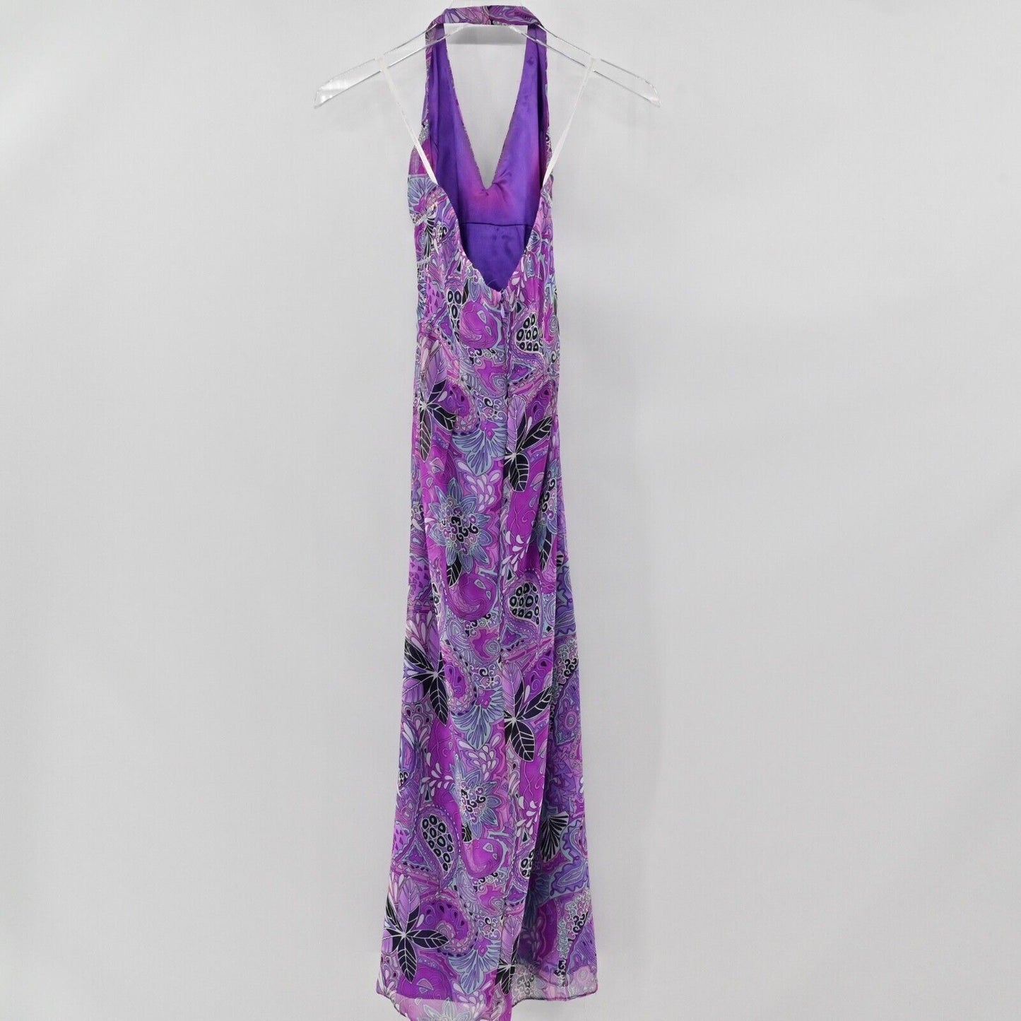 Vtg GUNNE SAX Dress Womens Size 3 Purple Paisley Millennium 2000 Halter Maxi USA
