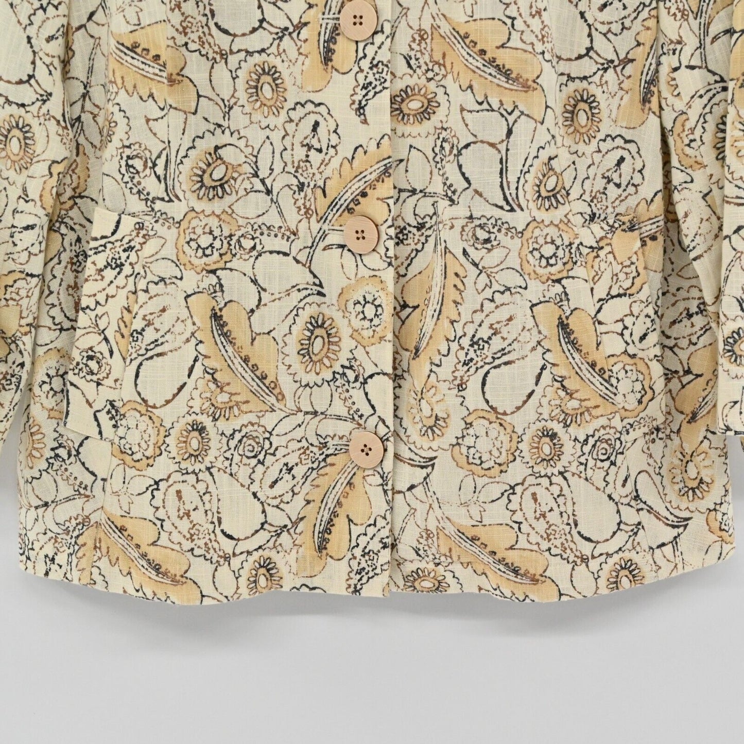 J JILL Jacket Womens Sz M Linen Floral Paisley Neutral Minimalist Lagenlook