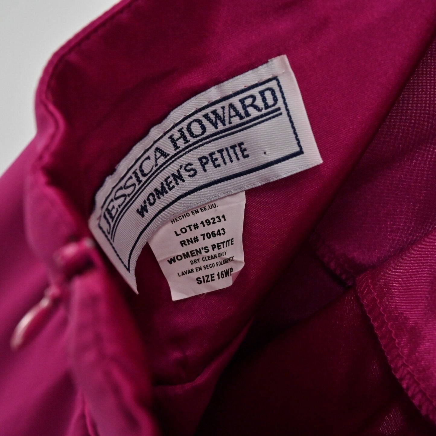 Vtg JESSICA HOWARD Dress Womens Size 16WP Petite Solid Fuchsia Pink Halter Mini