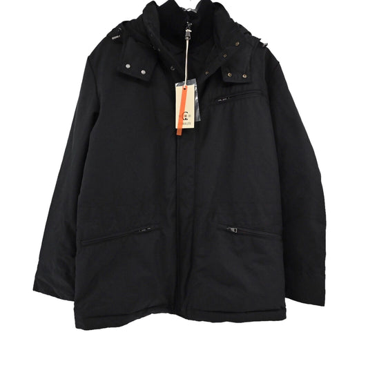 CERRUTI 1881 Jacket Womens Size XL Zip Front Hooded Long Sleeve Black Coat NEW