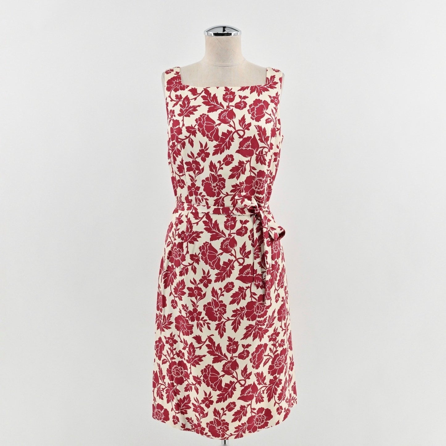 Vtg Ann Taylor Silk Floral Dress Size 6 Sleeveless Red Romantic Garden Party