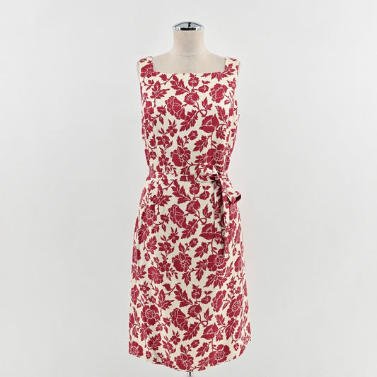 Vtg Ann Taylor Silk Floral Dress Size 6 Sleeveless Red Romantic Garden Party