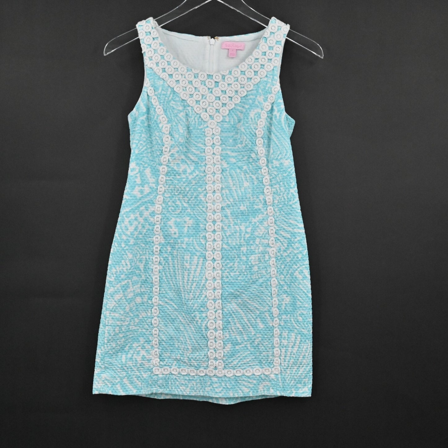 LILLY PULITZER MacFarlane Dress Size 2 Shorely Blue Sea Cups Sleeveless Shift