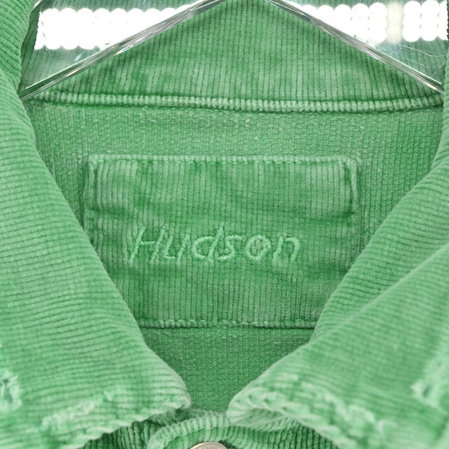 Vtg HUDSON Womens Trucker Jacket Size S Green Corduroy Distressed Made in USA