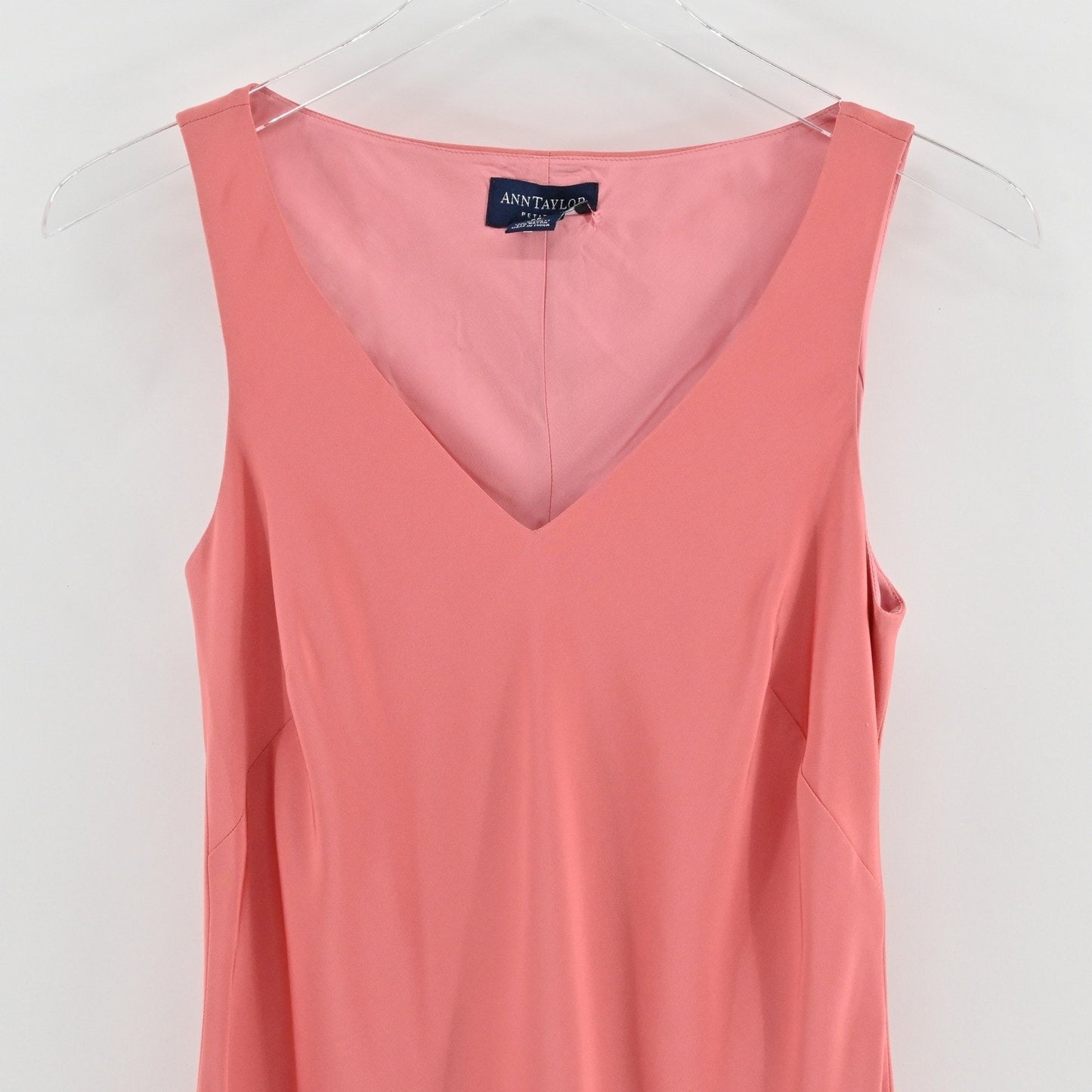 Vtg Ann Taylor Silk Slip Dress Sz 6 Petite Coral Pink Romantic Sleeveless Lined