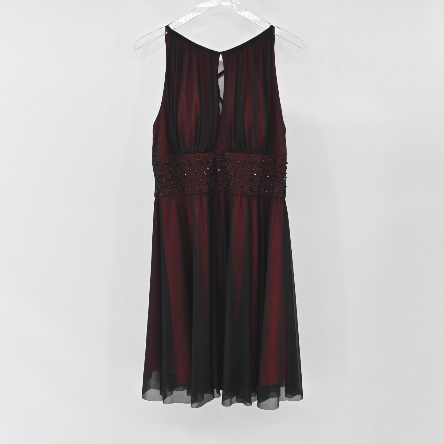 LA NOUVELLE RENAISSANCE Mesh Dress Size 10 Dark Romantic Black Red Embellished